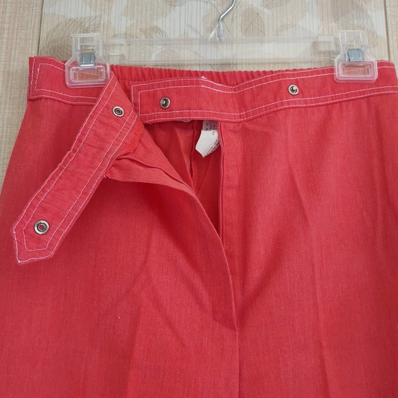 Vintage 1970s Disco Retro Salmon Pink Polyester Bell Bottom Pants - Picture 4 of 9